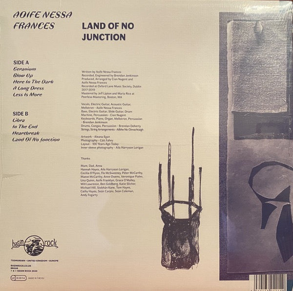 Image of Back Cover of LP - VG+/VG+ - AOIFE NESSA FRANCES, Land Of No Junction (Basin Rock; BR008, UK 2020, Textured Sleeve, Inner, Limited Edition of 350, White Vinyl), ,  - 3716105C