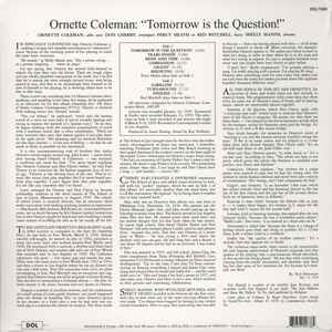 Image of Back Cover of LP - VG+/VG+ - ORNETTE COLEMAN, Tomorrow Is The Question! (DOL; DOL736H, Europe 2015, Picture Sleeve), opened shrink w/ hype sticker,  - 3746239S