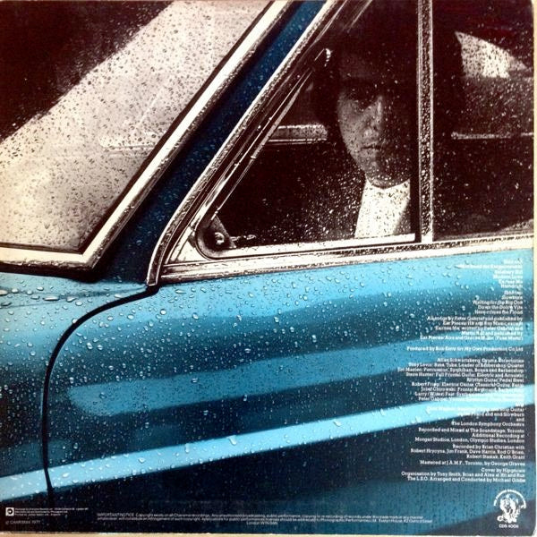 Image of Back Cover of LP - VG/VG+ - PETER GABRIEL, Peter Gabriel 1 (Car) (Charisma Blue; CDS 4006, UK 1980s Reissue, Inner, No JAMF In Rrunouts), Sleeve drilled bottom right.,  - 3716137C