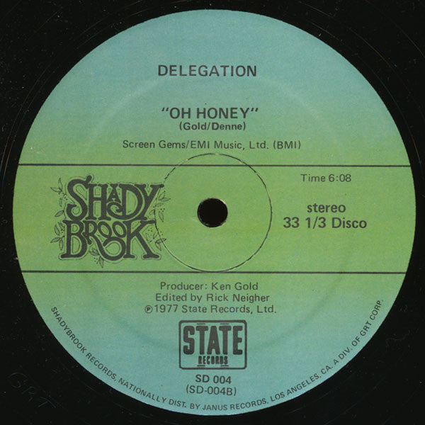 Image of Label Cover of 12" - VG/EX - DELEGATION, The Promise Of Love / Soul Trippin' (Shadybrook Records; SD 004, US 1978), ,  - 3726113E