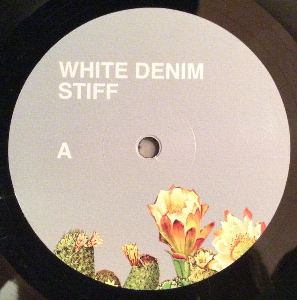Image of Label Cover of LP - VG/VG - WHITE DENIM, Stiff (Downtown Records; 88875192811, Europe 2016, Gatefold, Inner, With CD), Some light paper scuffs from inner, Patch of staning inside gatefold from sticker removal. With CD,  - 3716109C
