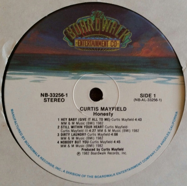 Image of Label Cover of LP - VG+/EX - CURTIS MAYFIELD, Honesty (The Boardwalk Entertainment Co; NB 33256-1, US 1982), ,  - 3726130E