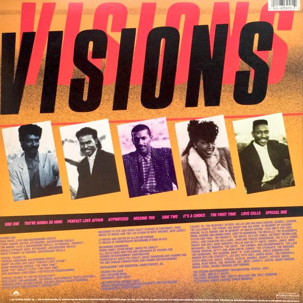 Image of Back Cover of LP - VG+/VG+ - VISIONS, Visions (Polydor; 422 833 953-1 Y-1, US 1988), Nice clean copy! Still in stickered shrink.,  - 3716202C