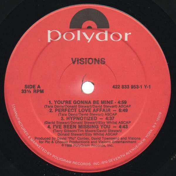 Image of Label Cover of LP - VG+/VG+ - VISIONS, Visions (Polydor; 422 833 953-1 Y-1, US 1988), Nice clean copy! Still in stickered shrink.,  - 3716202C