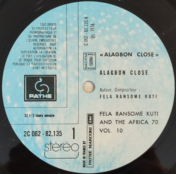Image of Label Cover of LP - VG/VG+ - FELA RANSOME KUTI & THE AFRICA 70, Alagbon Close (Path ; 2C 062 - 82.135, France 1976), ,  - 3726199E