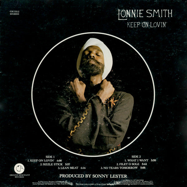 Image of Back Cover of LP - G/G+ - LONNIE SMITH, Keep On Lovin' (Groove Merchant; GM 3312, US 1976), Sleeve has glass tapes on upper and lower seams, vinyl has light marks and plays VG.,  - 3746206S