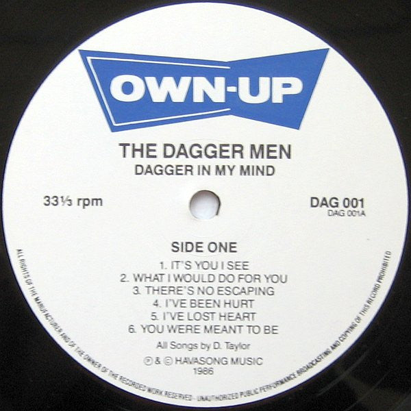 Image of Label Cover of LP - VG+/VG - THE DAGGERMEN, Dagger In My Mind (Own-Up; DAG 001, UK 1986), ,  - 3726163E