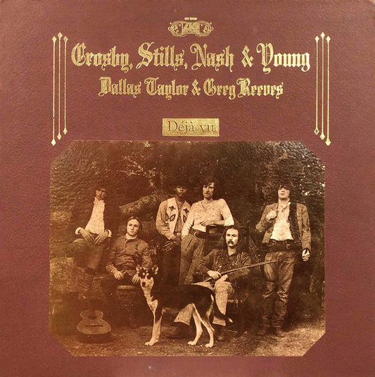 Image of Front Cover of LP - VG/G+ - CROSBY, STILLS, NASH & YOUNG, D j  Vu (Atlantic; SD 19118, US 1977 Reissue, Faux-leather Pasteback Gatefold with Tip-on Photo, RI on matrix & labels), Hairlines & scuffs, edge wear,  - 3746224S