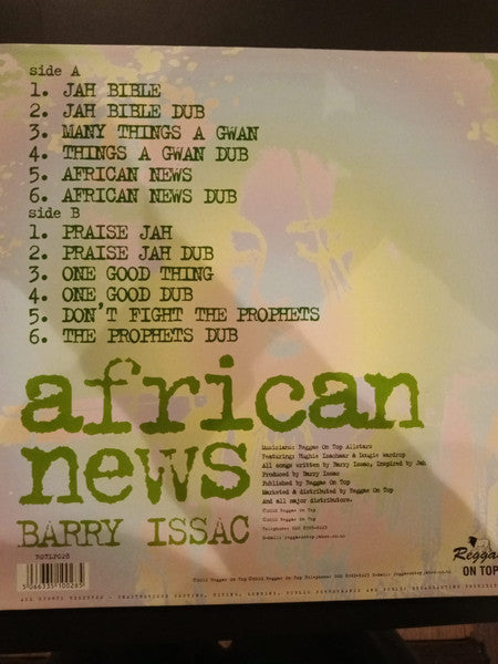 Image of Back Cover of LP - VG+/VG+ - BARRY ISSAC, African News (Reggae On Top; ROTLP028, UK 2010), ,  - 3726218E