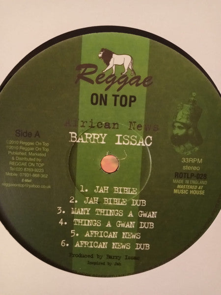 Image of Label Cover of LP - VG+/VG+ - BARRY ISSAC, African News (Reggae On Top; ROTLP028, UK 2010), ,  - 3726218E