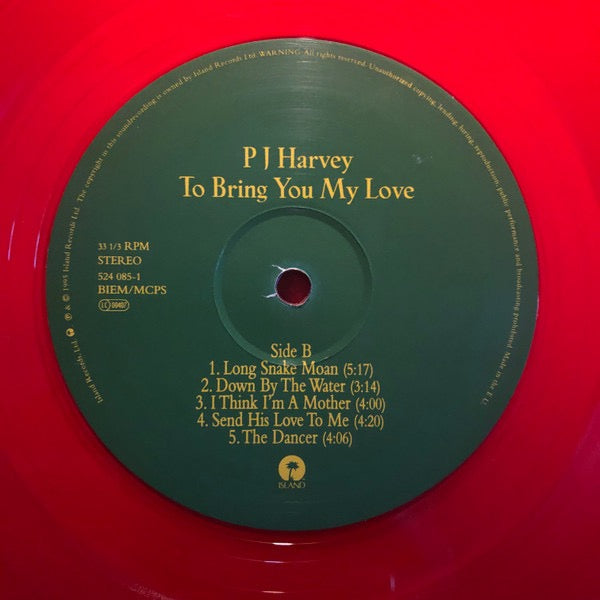 Image of Label Cover of LP - VG+/VG+ - PJ HARVEY, To Bring You My Love (Island Records; 524 085-1, Europe 2000s Reissue, Glossy Sleeve, Unofficial Red Vinyl), ,  - 3716183C