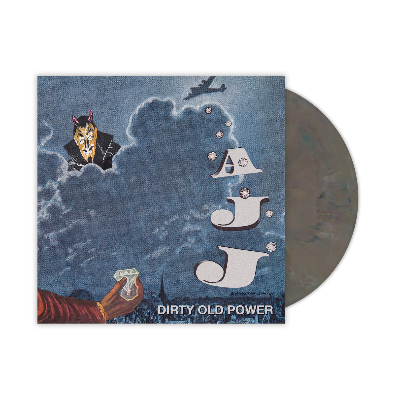 Image of Back Cover of LP - NEW/NEW - AJJ, Dirty Old Power (Specialist Subject; SPS122, Worldwide 2026, Eco-Mix Vinyl), , To capture the disparate array of unique styles that make up Dirty Old Power, AJJ returned to Animal Rites studio in Los Angeles to record with their pal, Grammy-winning producer John Congleton, who also produced 2014’s Christmas Island and 2016’s The Bible 2. And for the cover artwork, the band turned to Winston Smith, the legendary visual artist known most famously for his iconic desig