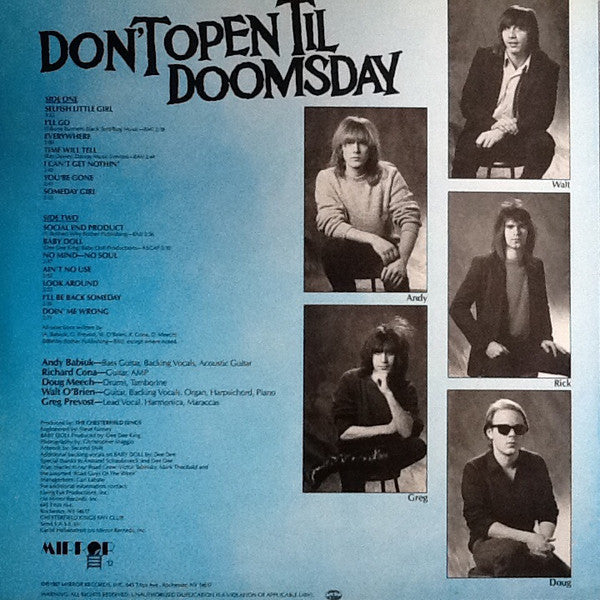 Image of Back Cover of LP - VG+/EX - THE CHESTERFIELD KINGS, Don't Open Til Doomsday (Mirror Records Inc. ; MIRROR 12, US 1987), ,  - 3726147E