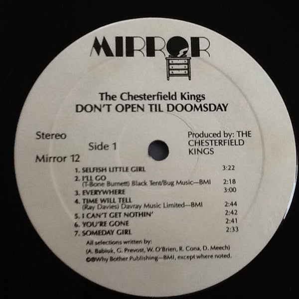 Image of Label Cover of LP - VG+/EX - THE CHESTERFIELD KINGS, Don't Open Til Doomsday (Mirror Records Inc. ; MIRROR 12, US 1987), ,  - 3726147E
