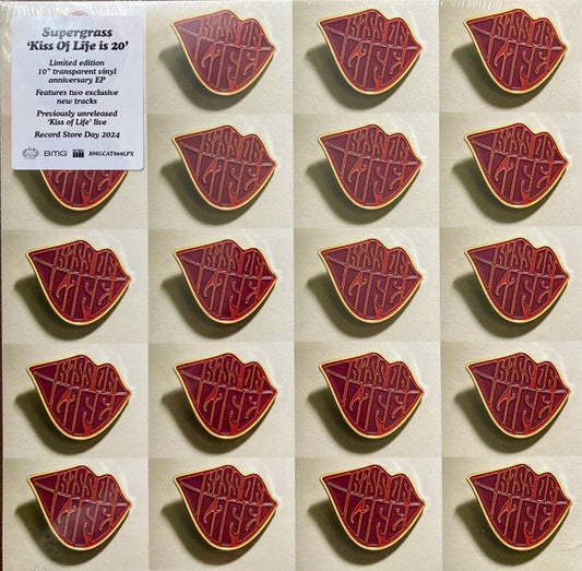 Image of Front Cover of 10" EP - EX/EX - SUPERGRASS, Kiss Of Life (BMG; BMGCAT869LPX, USA & Europe 2024 Reissue, Inner, Clear Vinyl, Ltd to 900), Opened Instore, Still In Stickered Shrinkwrap,  - 3746263S