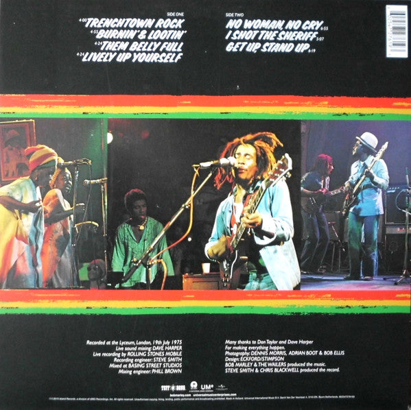 Image of Back Cover of LP - EX/VG - BOB MARLEY & THE WAILERS, Live! (Tuff Gong; 602547276193, Europe 2015 Reissue, Poster, 180 Gram Vinyl / Remastered / Download Code), ,  - 3726234E