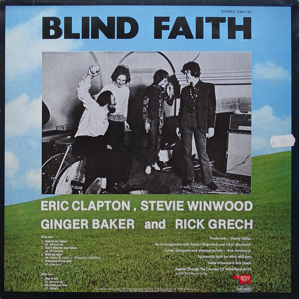 Image of Back Cover of LP - G+/VG+ - BLIND FAITH, Blind Faith (RSO; 2394142, Germany 1986 Reissue, Single Sleeve), Sticker Damage To Sleeve,  - 3726095E