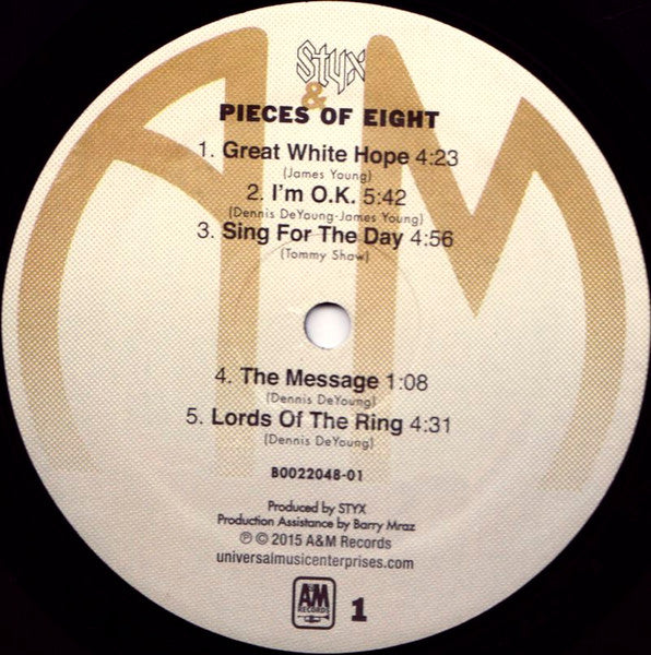Image of Label Cover of LP - VG+/VG+ - STYX, Pieces Of Eight (A&M Records; B0022048-01, US 2015 Reissue, Gatefold, Inner), ,  - 3746271S