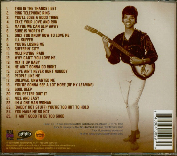 Image of Back Cover of CD - VG+/VG+ - BARBARA LYNN, The Complete Atlantic Recordings (Real Gone Music; RGM-0297, US 2014, Jewel Case), ,  - 3716185C