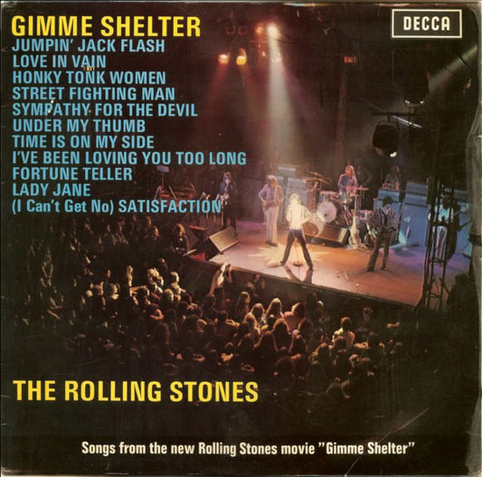 Image of Front Cover of LP - VG/VG - THE ROLLING STONES, Gimme Shelter (Decca Boxed Blue Labels With Britico & GEMA Below N.C.B. Box; SKL 5101, UK 1971, Laminated Front Sleeve, Stereo), A few light marks, Nice 'n' glossy, Writing on rear sleeve,  - 3716193C