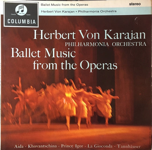 Image of Front Cover of LP - VG+/VG - HERBERT VON  KARAJAN, PHILHARMONIA ORCHESTRA, Ballet Music From The Operas (Columbia Light Blue and Silver Inteference Pattern Label; SAX 2421, UK 1961, Laminated Flipback Sleeve), Some Surface Noise Throughout,  - 3726281E