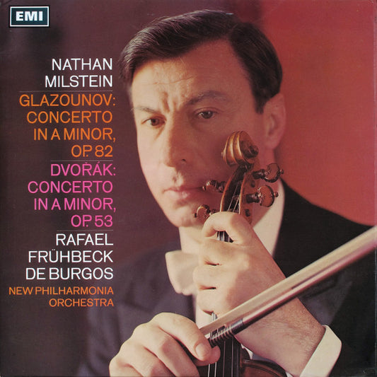 Image of Front Cover of LP - VG/VG - NATHAN MILSTEIN, RAFAEL FR HBECK DE BURGOS, NEW PHILHARMONIA ORCHESTRA, Glazounov: Concerto In A Minor, Op. 82 / Dvo  k: Concerto In A Minor, Op. 53 (HMV Red, Semi-Circular Nipper Logo; ASD 2365, UK 1968, Laminated Flipback Sleeve), Some Surface Noise, Particularly at Beginning of Both Sides, Minoe Sticker Damage at Top Left of Sleeve,  - 3726284E