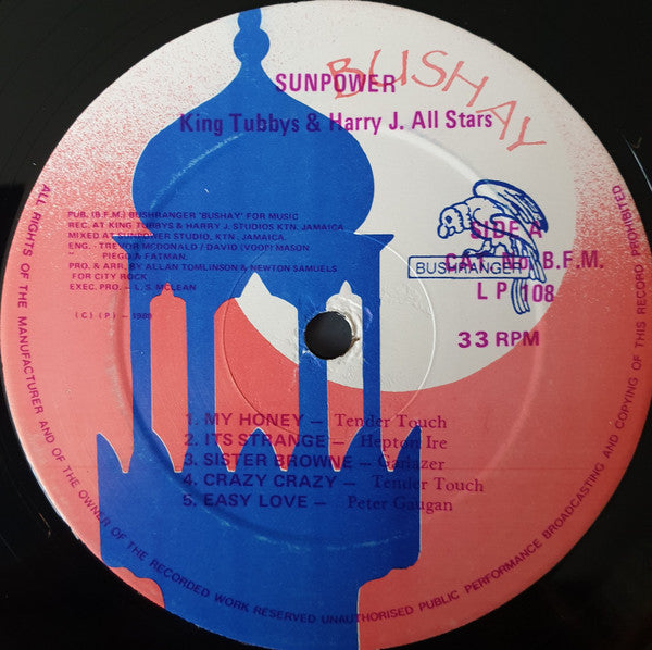 Image of Label Cover of LP - VG/VG - KING TUBBY & HARRY J ALL STARS, Sun Power Vol.1 (Bushays; BFM LP108, UK 1989), Strong VG+,  - 3746340S