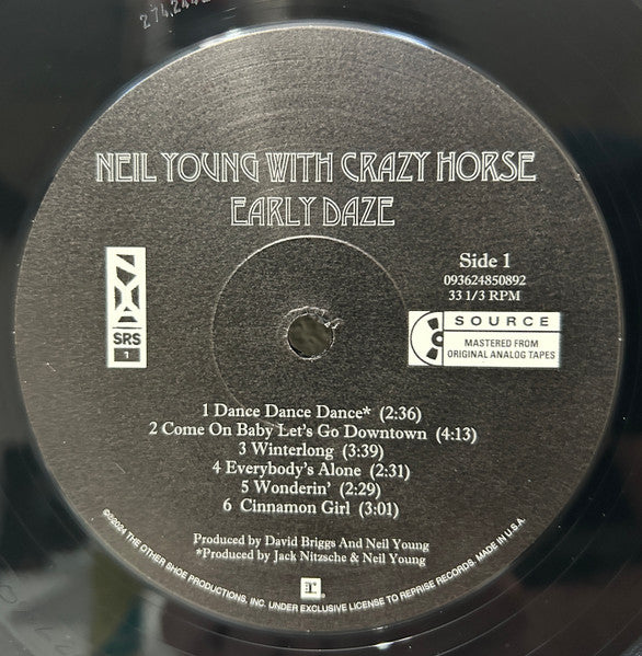Image of Label Cover of LP - VG+/VG+ - NEIL YOUNG WITH CRAZY HORSE, Early Daze (Reprise Records; 093624850892, US 2024, Gatefold, Inner & Insert), ,  - 3726308E