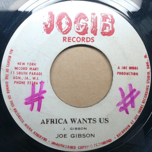 Image of Front Cover of 7" - /G+ - JOE GIBBS / ALAN KING PIN, Africa Want Us / Liberation (Jogib Records; , Jamaica 1972), Stains on label.,  - 3716326C