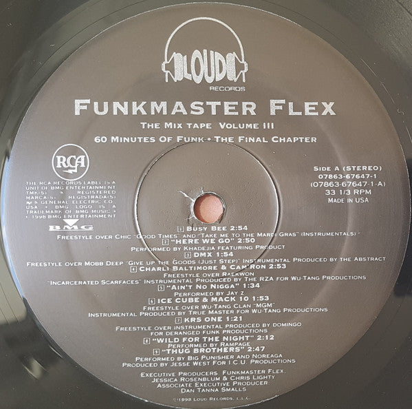 Image of Label Cover of 2xLP - VG/G+ - FUNK MASTER FLEX, The Mix Tape Volume III 60 Minutes Of Funk (The Final Chapter) (Loud Records; 07863-67647-1, US 1998, Mixed), Conservatively graded. Sleeve has wear and some splits at edges / corners,  - 3716315C