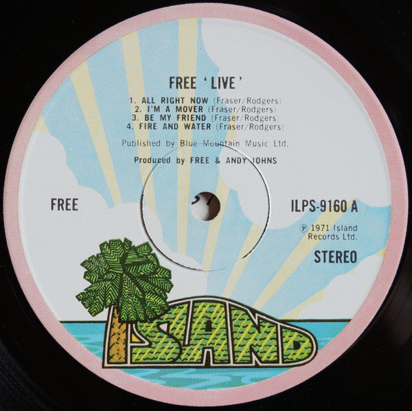 Image of Label Cover of LP - VG/VG - FREE, Free Live (Island Pink Rim; ILPS 9160, UK 1972, Envelope Sleeve), ,  - 3726322E