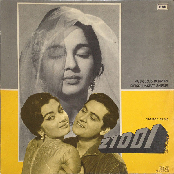 Image of Front Cover of LP - VG/VG - S. D. BURMAN, HASRAT JAIPURI, Ziddi (His Master's Voice; ECLP.5655, India 1979 Reissue), Marks on either side of record. Small amount of writing on cover. Creasing and edge wear to sleeve.,  - 3746394S