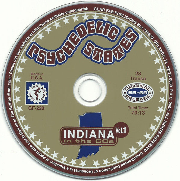 Image of Label Cover of CD - VG+/VG+ - VARIOUS, Psychedelic States: Indiana In The 60s Vol. 1 (Gear Fab Records; GF-220, US 2006, Jewel Case, Booklet), ,  - 3716353C