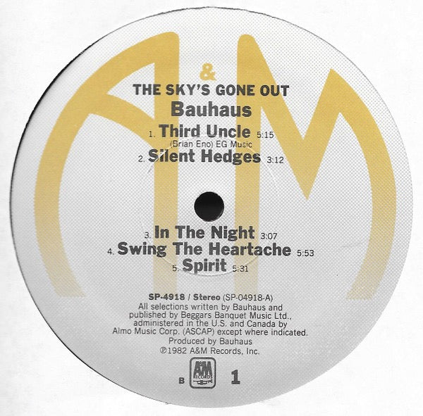 Image of Label Cover of LP - VG/VG+ - BAUHAUS, The Sky's Gone Out (A&M Records; SP-4918, US 1982, Inner), Promo stamp on rear, Ring wear to sleeve,  - 3716210C