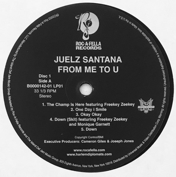 Image of Label Cover of 2xLP - VG/VG - JUELZ SANTANA, From Me To U (Roc-A-Fella Records; B0000142-01, US 2003), Sleeve has some splits / damage and small stain at top left,  - 3716346C