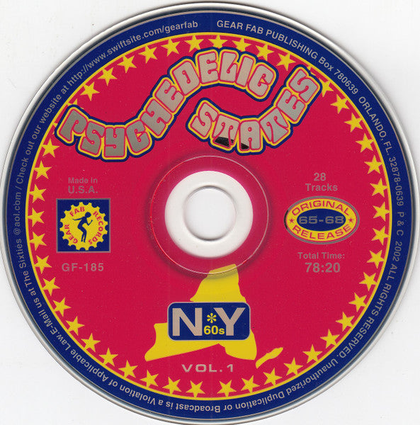 Image of Label Cover of CD - VG+/VG+ - VARIOUS, Psychedelic States: New York In The 60s Vol. 1 (Gear Fab Records; GF-185, US 2002, Jewel Case, Booklet), ,  - 3716355C