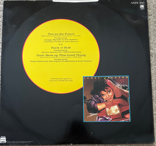Image of Back Cover of 12" - VG/VG - JANET JACKSON & CLIFF RICHARD, Two To The Power Of Love (A&M Records; AMX 210, UK 1984), Hairlines. Ringwear on sleeve,  - 3726397E