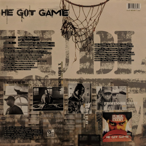 Image of Back Cover of 12" - VG/VG+ - PUBLIC ENEMY, He Got Game / Resurrection (Def Jam Recordings Music Group; 568 985-1, UK 1998), Ringwear on sleeve.,  - 3726398E