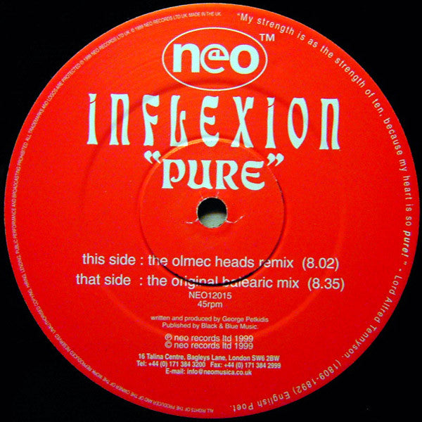 Image of Front Cover of 12" - G+/G+ - INFLEXION, Pure (Neo; NEO12015, UK 1999, Company Sleeve), Strong G+, light marks only.,  - 3726369E