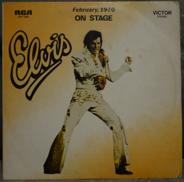 Image of Front Cover of LP - VG/VG - ELVIS PRESLEY, On Stage - February, 1970 (RCA Victor; LSP-4362, Turkey Reissue), Hairlines. Creasing, light ring and edge wear.,  - 3726375E