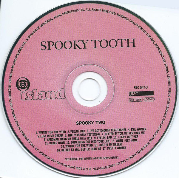 Image of Label Cover of CD - VG+/VG+ - SPOOKY TOOTH, Spooky Two (Island Records; 570 547-3, Russia 2016 Reissue, Jewel Case, Booklet), ,  - 3716407C