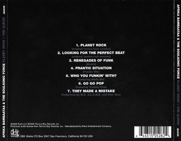 Image of Back Cover of CD - VG/VG+ - AFRIKA BAMBAATAA & SOULSONIC FORCE, Planet Rock - The Album (DBK Works; dbk528, US 2005, Jewel Case, Booklet), Light marks only,  - 3736016E