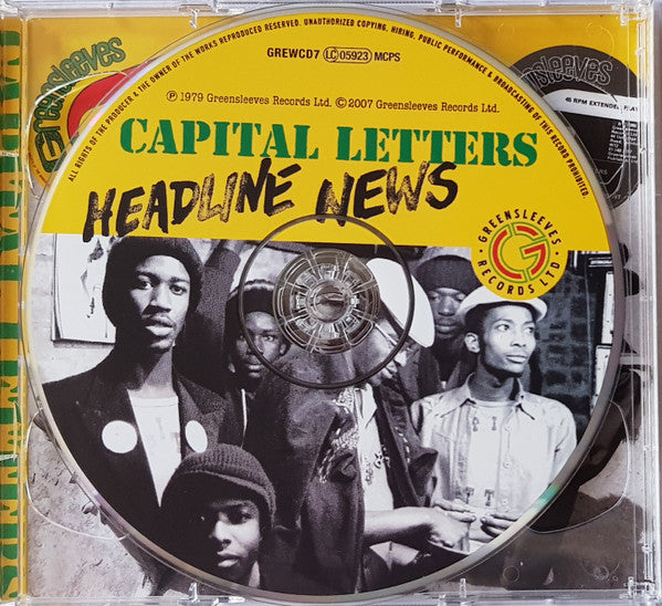 Image of Label Cover of 2xCD - VG+/VG+ - CAPITAL LETTERS, Headline News (Greensleeves Records; GREWCD7, UK 2007, Jewel Case, Booklet), ,  - 3736015E