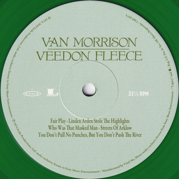 Image of Label Cover of LP - VG+/VG+ - VAN MORRISON, Veedon Fleece (Vinyl Me, Please; VMP-E074, US 2019 Reissue, Pasteback Sleeve, Inner, NO Print, 180 Gram Green Vinyl, NO Obi), ,  - 3746389S