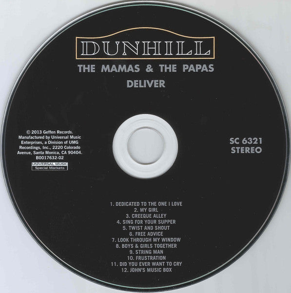 Image of Label Cover of CD - VG+/VG+ - THE MAMAS & THE PAPAS, Deliver (Sundazed Music; SC 6321, US 2013, Gatefold), ,  - 3736135E
