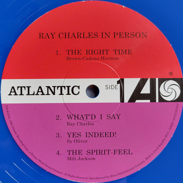 Image of Label Cover of LP - EX/EX - RAY CHARLES, Ray Charles In Person (Atlantic; RCV1 725050, US 2023, Insert & Booklet, Mono, With Obi, Blue Vinyl), ,  - 3746439S