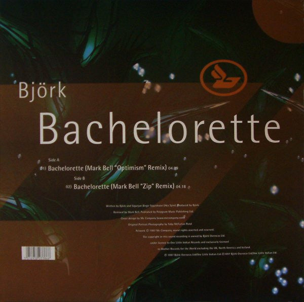 Image of Back Cover of 12" - VG/VG+ - BJ RK, Bachelorette (One Little Indian; 212TP12P3, UK 1997, Mark Bell (LFO) remixes), Edge Wear,  - 3746418S