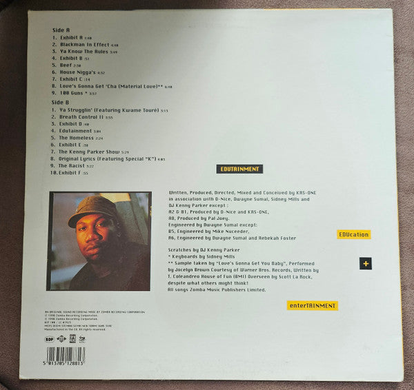 Image of Back Cover of LP - VG/VG - BOOGIE DOWN PRODUCTIONS, Edutainment (Jive; HIP 100, Europe 1999, Limited Edition), ,  - 3726414E
