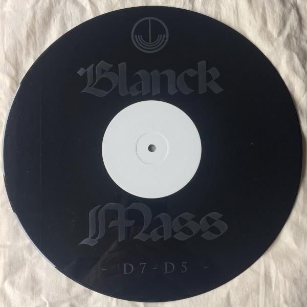 Image of Back Cover of 12" - EX/VG - BLANCK MASS, D7-D5 (Richter Sound; RSOUND12001, UK 2016, Stickered Plain Sleeve, Single Sided), Light mottling from storage, Limited to 500 copies in a die-cut white sleeve with sticker. - 3716421C