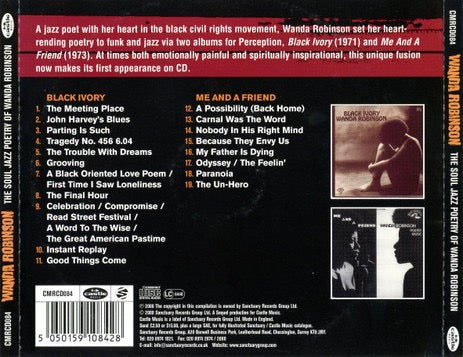 Image of Back Cover of CD - /VG+ - WANDA ROBINSON, The Soul-Jazz Poetry Of Wanda Robinson (Castle Music; CMRCD 084, UK 2000, Jewel Case), ,  - 3716456C
